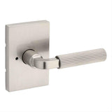Kwikset 730MALRCT-15 Mirada Reeded Pattern Lever with Contemporary Rectangular Rose Privacy Door Lock Satin Nickel