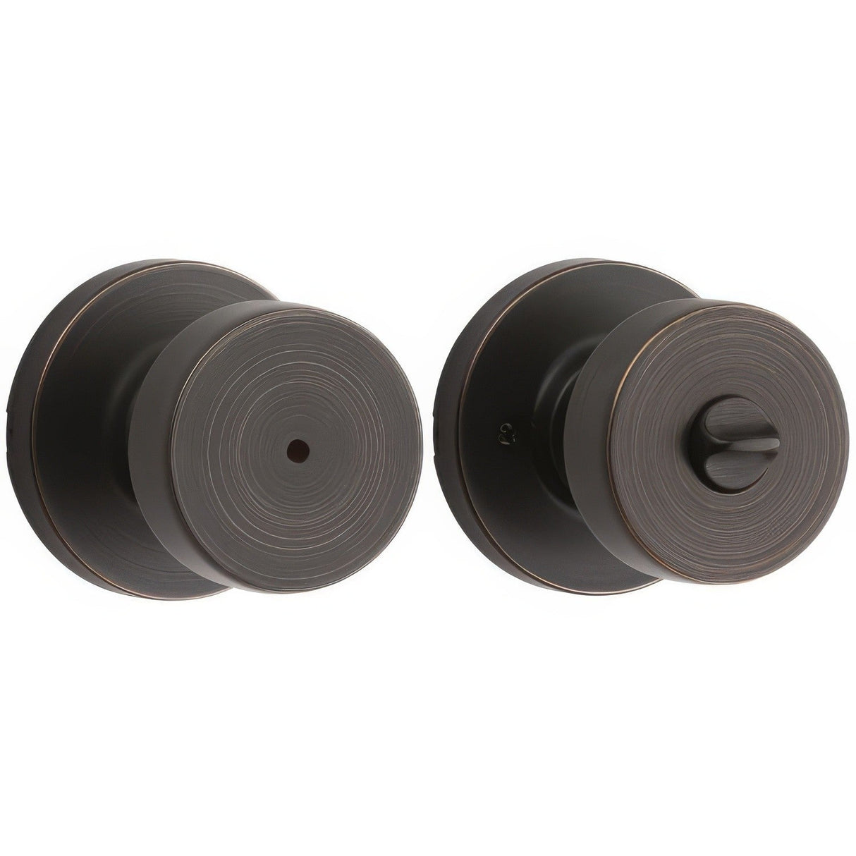 Kwikset 730PSKRDT-11P Pismo Knob with Round Rose Privacy Lock and RCS Strike Venetian Bronze