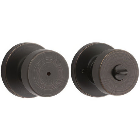 Kwikset 730PSKRDT-11P Pismo Knob with Round Rose Privacy Lock and RCS Strike Venetian Bronze