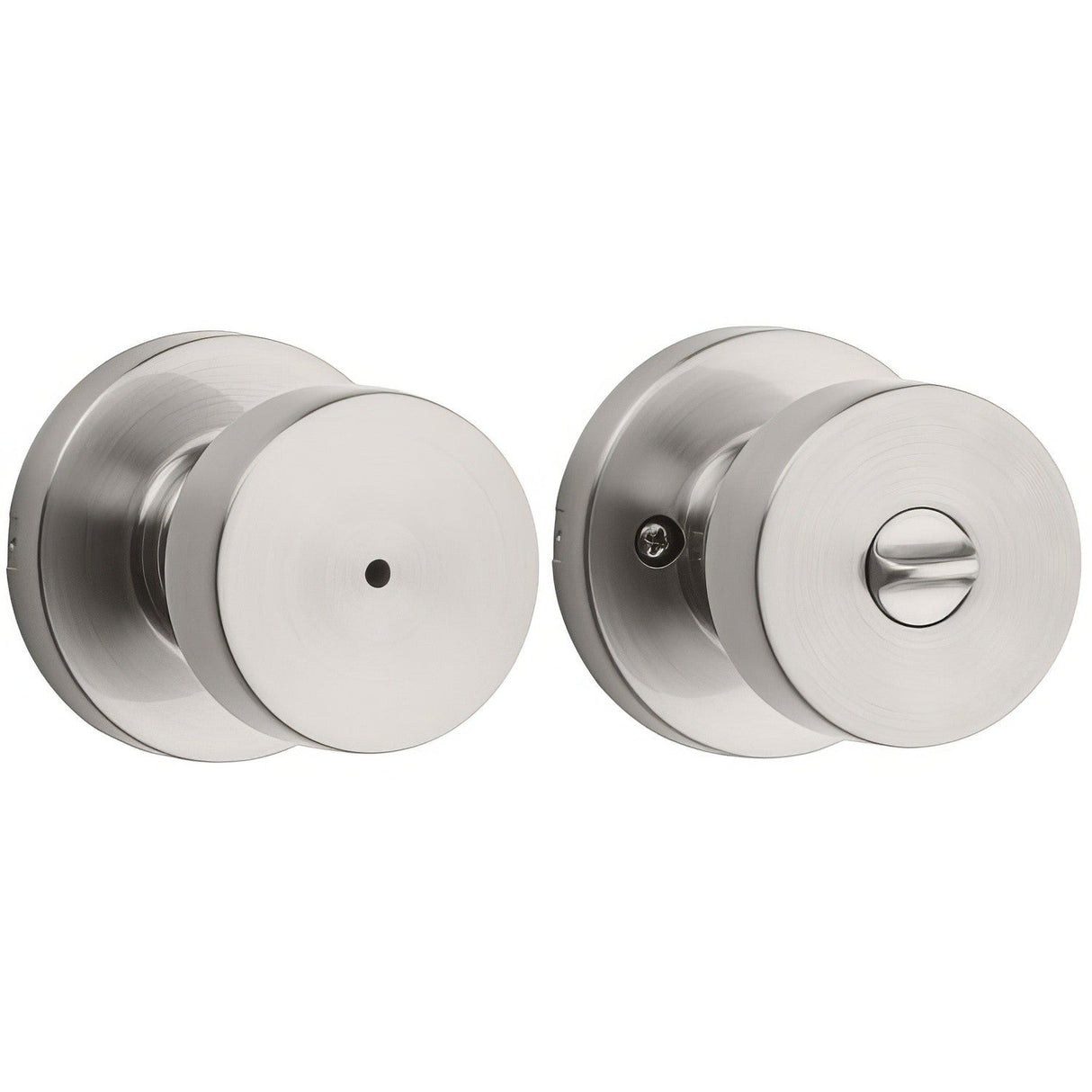 Kwikset 730PSKRDT-15 Pismo Knob with Round Rose Privacy Lock and RCS Strike Satin Nickel