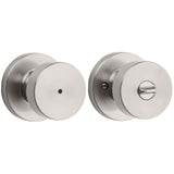 Kwikset 730PSKRDT-15 Pismo Knob with Round Rose Privacy Lock and RCS Strike Satin Nickel