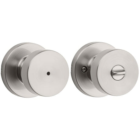 Kwikset 730PSKRDT-15 Pismo Knob with Round Rose Privacy Lock and RCS Strike Satin Nickel