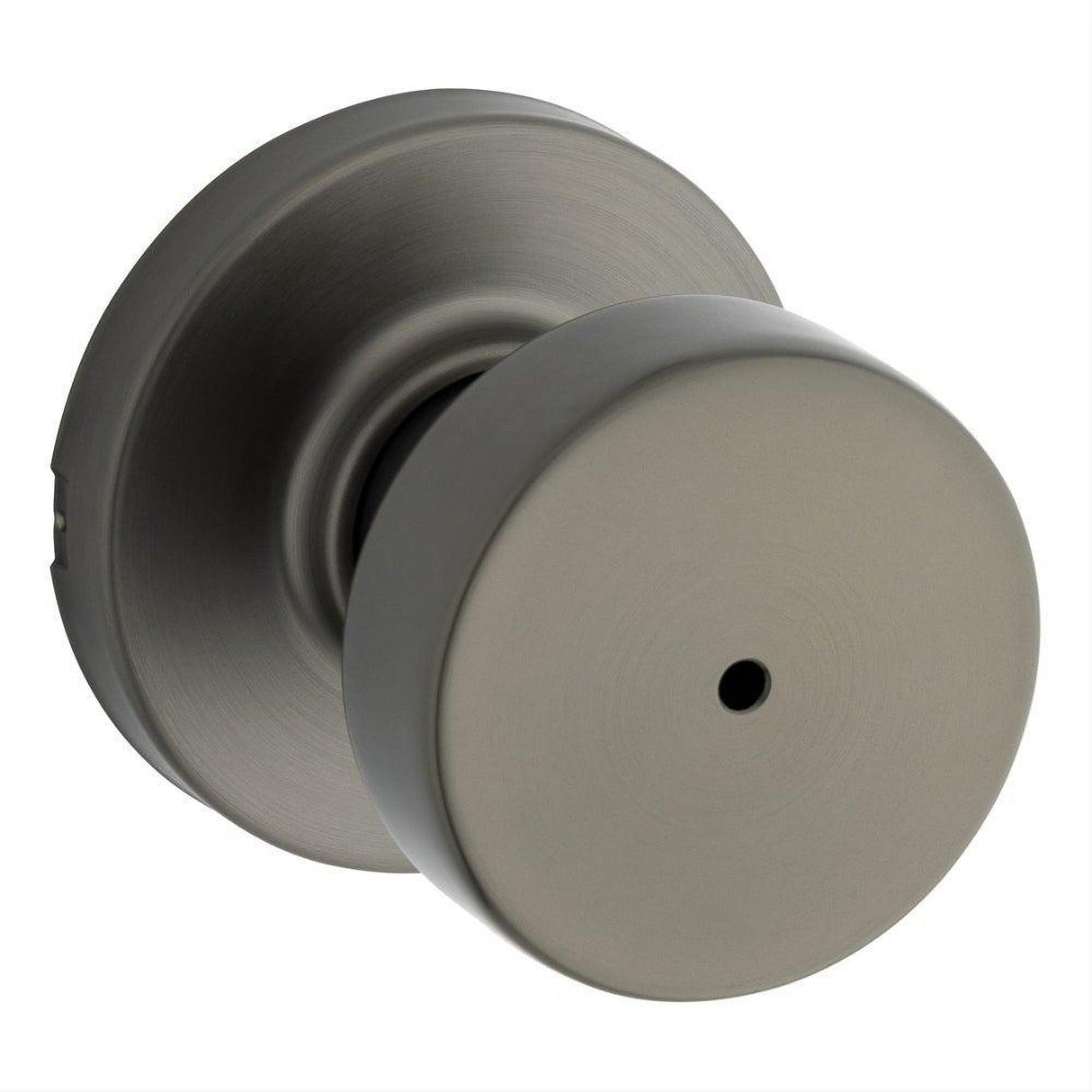 Kwikset 730PSKRDT-18G Pismo Knob with Round Rose Privacy Lock and RCS Strike Gunmetal