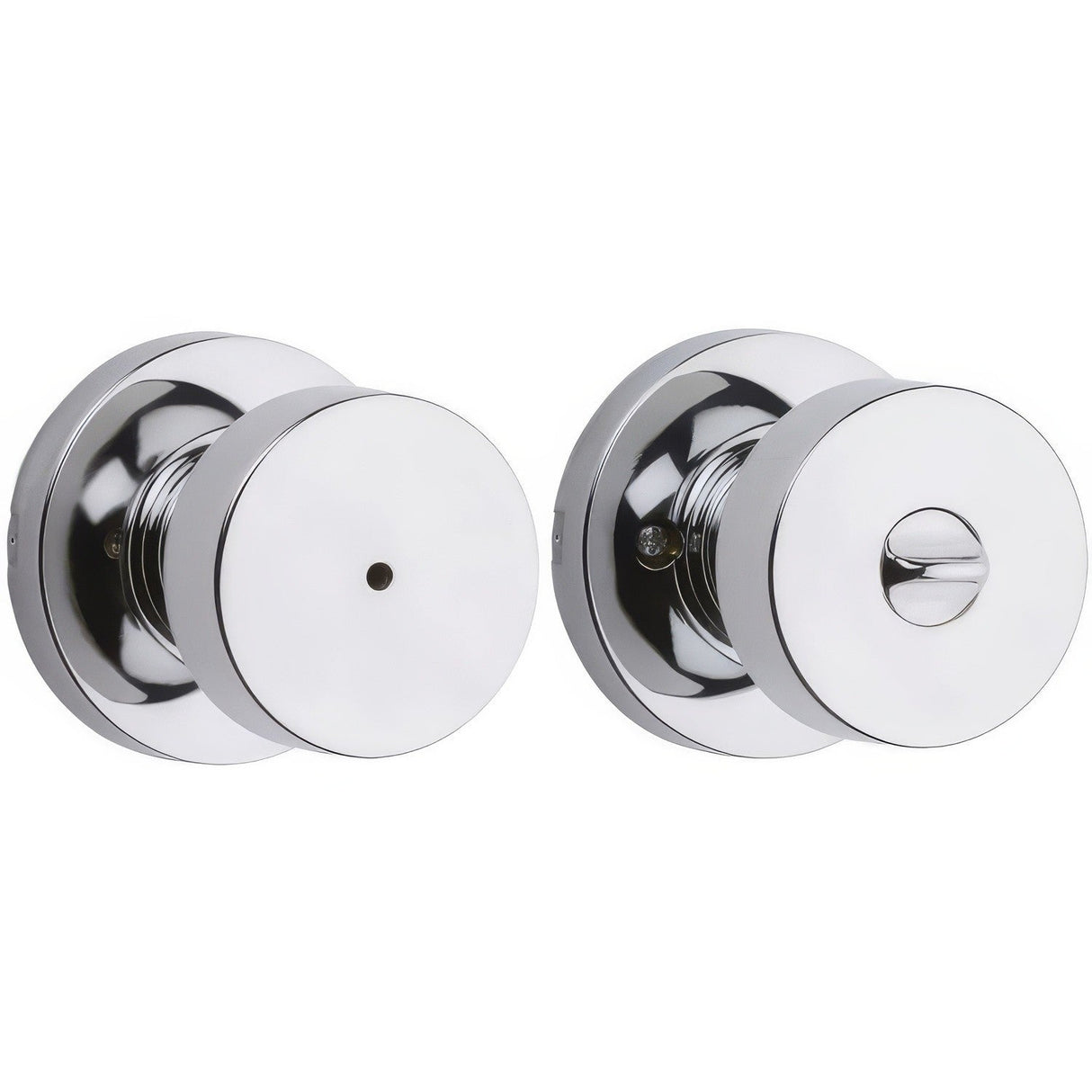 Kwikset 730PSKRDT-26 Pismo Knob with Round Rose Privacy Lock and RCS Strike Bright Chrome