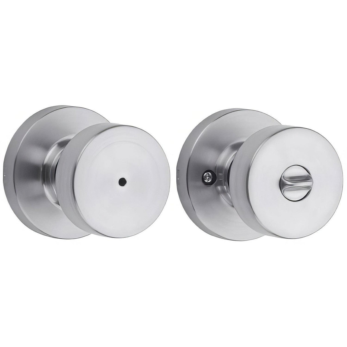 Kwikset 730PSKRDT-26D Pismo Knob with Round Rose Privacy Lock and RCS Strike Satin Chrome