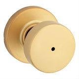 Kwikset 730PSKRDT-4 Pismo Knob with Round Rose Privacy Lock and RCS Strike Satin Brass
