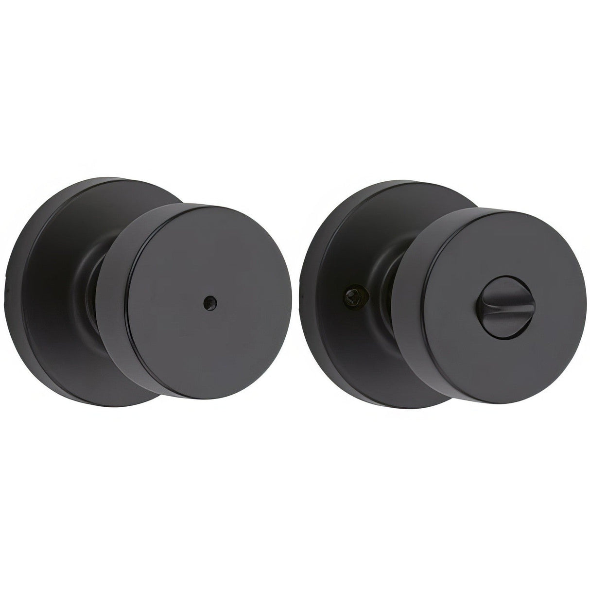 Kwikset 730PSKRDT-514 Pismo Knob with Round Rose Privacy Lock and RCS Strike Matte Black