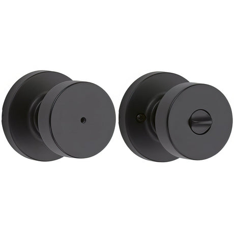 Kwikset 730PSKRDT-514 Pismo Knob with Round Rose Privacy Lock and RCS Strike Matte Black