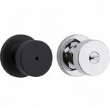 Kwikset 730PSKRDT-514X26 Pismo Knob with Round Rose Privacy Lock and RCS Strike Matte Black / Bright Chrome