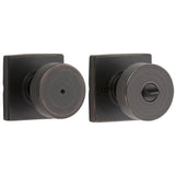 Kwikset 730PSKSQT-11P Pismo Knob with Square Rose Privacy Lock and RCS Strike Venetian Bronze
