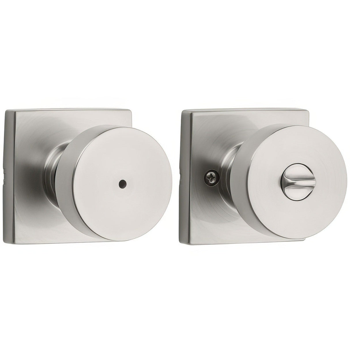 Kwikset 730PSKSQT-15 Pismo Knob with Square Rose Privacy Lock and RCS Strike Satin Nickel