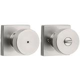 Kwikset 730PSKSQT-15 Pismo Knob with Square Rose Privacy Lock and RCS Strike Satin Nickel
