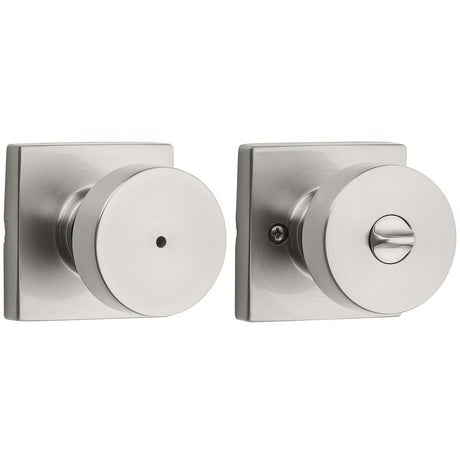 Kwikset 730PSKSQT-15 Pismo Knob with Square Rose Privacy Lock and RCS Strike Satin Nickel