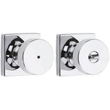 Kwikset 730PSKSQT-26 Pismo Knob with Square Rose Privacy Lock and RCS Strike Bright Chrome