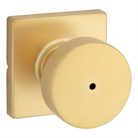 Kwikset 730PSKSQT-4 Pismo Knob with Square Rose Privacy Lock and RCS Strike Satin Brass