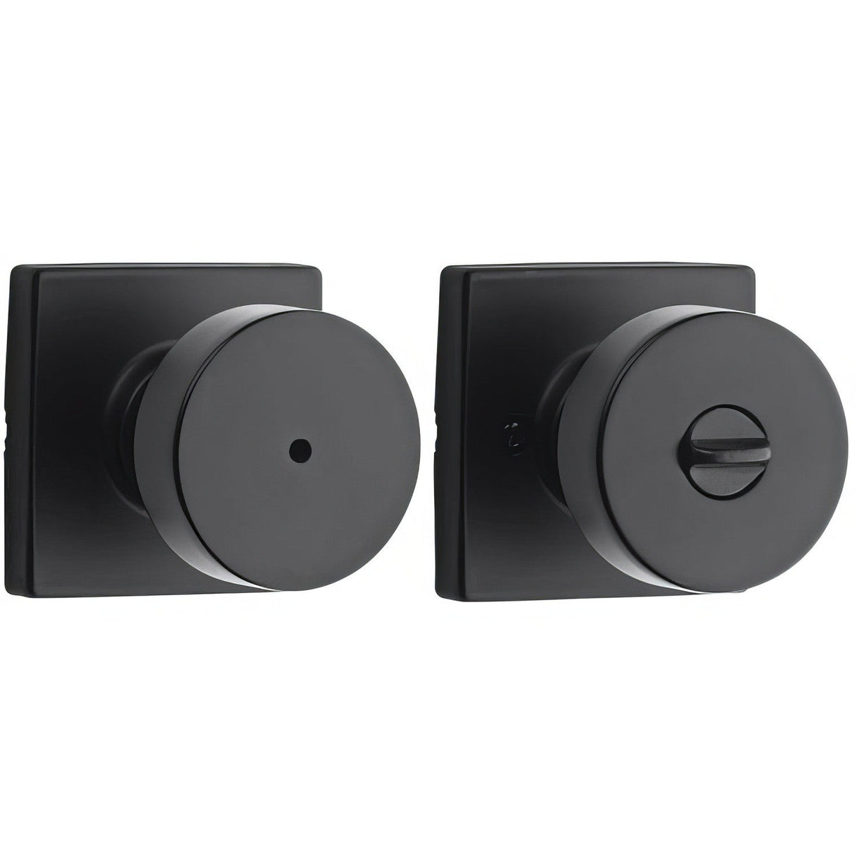 Kwikset 730PSKSQT-514 Pismo Knob with Square Rose Privacy Lock and RCS Strike Matte Black