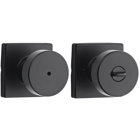Kwikset 730PSKSQT-514 Pismo Knob with Square Rose Privacy Lock and RCS Strike Matte Black