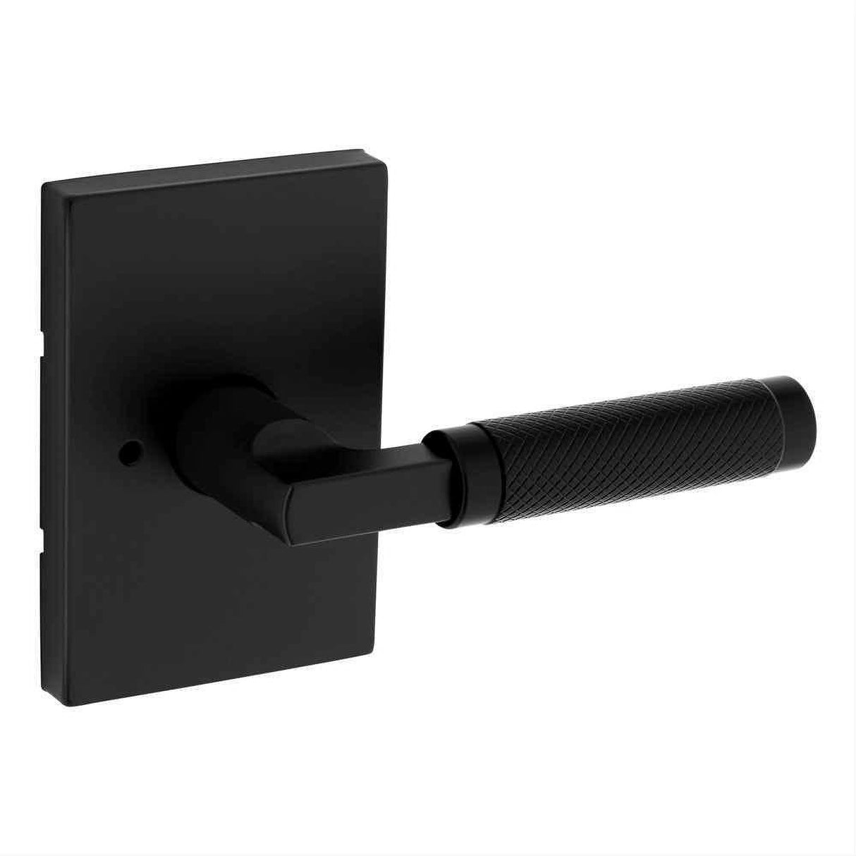 Kwikset 730PVLRCT-514 Prava Lever with Rectangular Rose Privacy Door Lock Matte Black