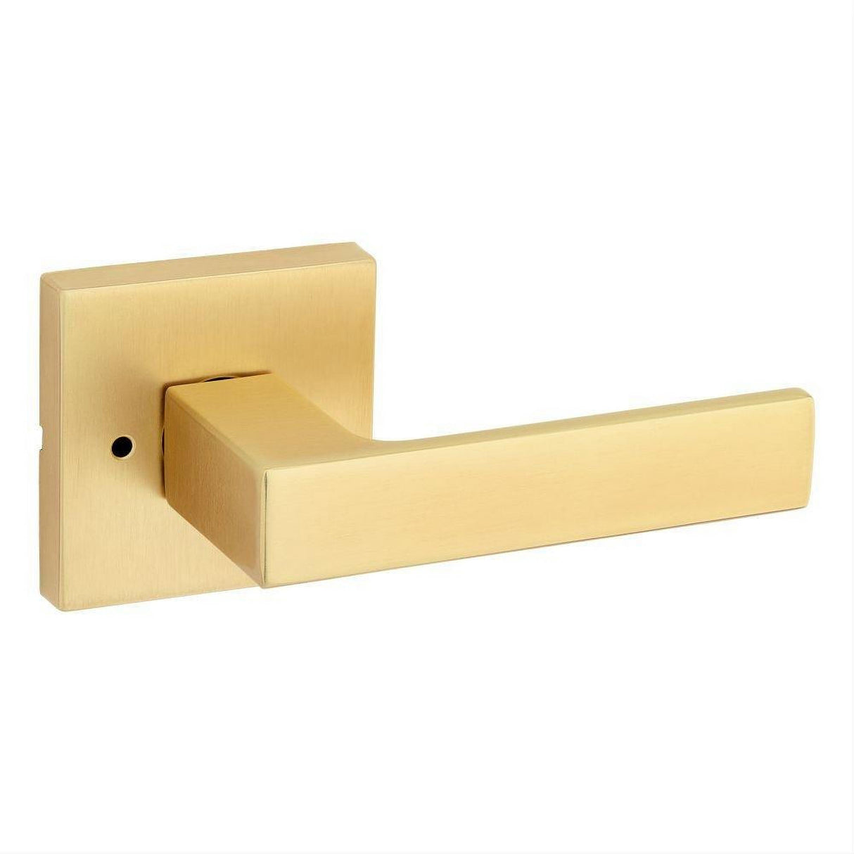 Kwikset 730SALSQT-4 Singapore Lever with Square Rose Privacy Door Lock and RCS Strike Satin Brass