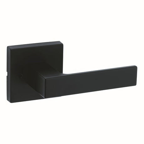 Kwikset 730SALSQT-514 Singapore Lever with Square Rose Privacy Door Lock and RCS Strike Matte Black