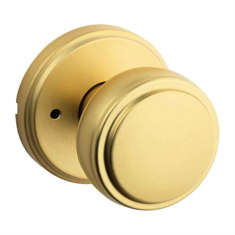 Kwikset 730SOK-4 Sora Knob with Traditional Round Rose Privacy Door Lock and RCS Strike Satin Brass