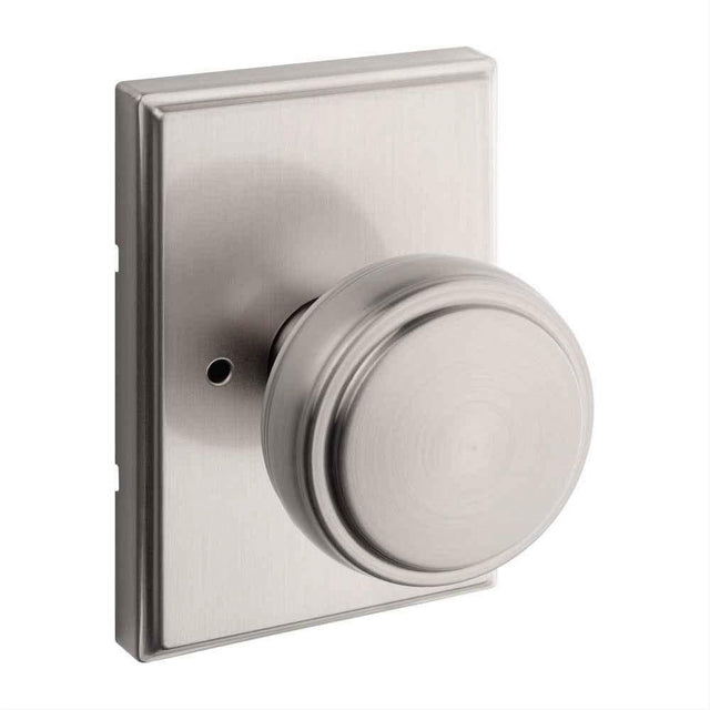 Kwikset 730SOKTRCT-15 Sora Knob with Traditional Rectangular Rose Privacy Door Lock with 6AL Latch and RCS Strike Satin Nickel