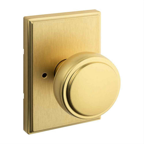 Kwikset 730SOKTRCT-4 Sora Knob with Traditional Rectangular Rose Privacy Door Lock and RCS Strike Satin Brass