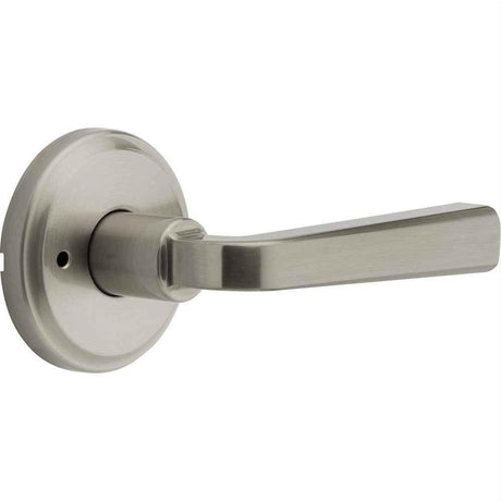 Kwikset 730TDLTRCT-15 Trafford Lever with Traditional Rectangle Rose Privacy Door Lock and RCS Strike Satin Nickel