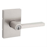 Kwikset 740HFLRCT-15S Halifax Lever with Rectangular Rose Entry Door Lock SmartKey and RCS Strike Satin Nickel