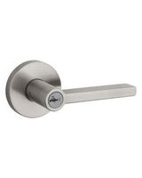 Kwikset 740HFLRDT-15S Halifax Lever with Round Rose Entry Door Lock SmartKey and RCS Strike KA3 Satin Nickel