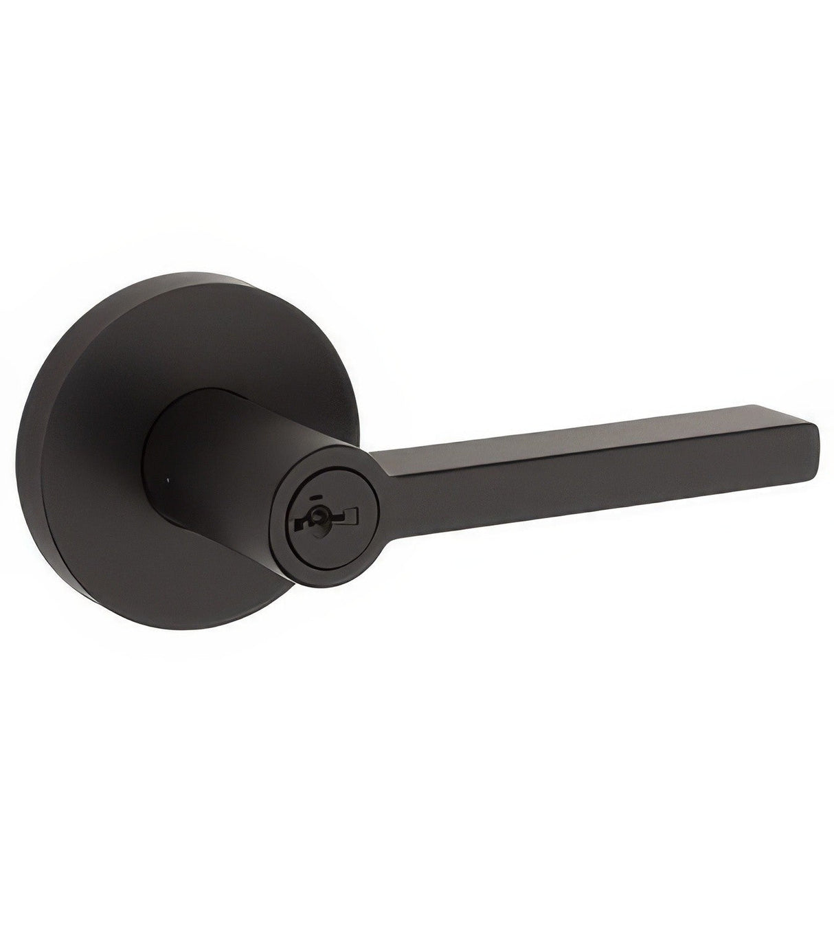 Kwikset 740HFLRDT-514S Halifax Lever with Round Rose Entry Door Lock SmartKey and RCS Strike KA3 Matte Black