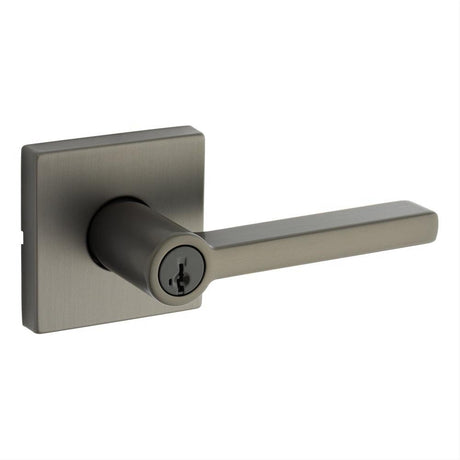 Kwikset 740HFLSQT-18GS Halifax Lever with Square Rose Entry Door Lock SmartKey and RCS Strike KA3 Gunmetal