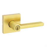 Kwikset 740HFLSQT-4S Halifax Lever with Square Rose Entry Door Lock SmartKey and RCS Strike KA3 Satin Brass