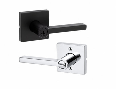 Kwikset 740HFLSQT Halifax Lever in Matte Black by Bright Chrome