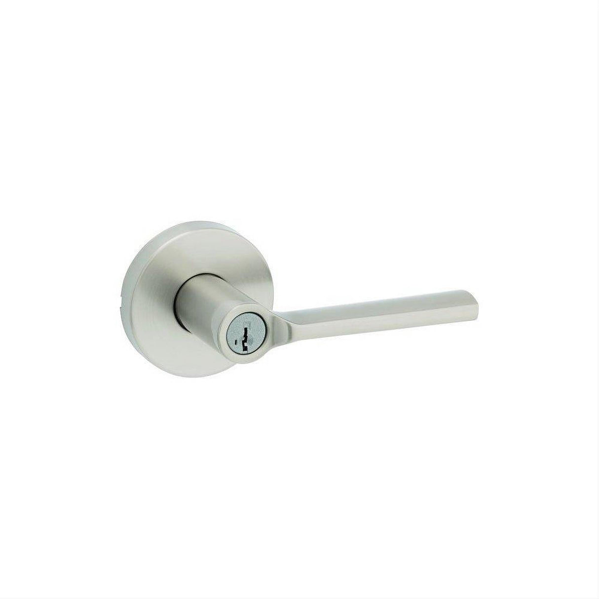 Kwikset 740LSLRDT-15S Lisbon Lever with Round Rose Entry Door Lock SmartKey and RCS Strike Satin Nickel