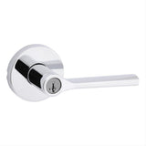 Kwikset 740LSLRDT-26S Lisbon Lever with Round Rose Entry Door Lock SmartKey and RCS Strike Bright Chrome