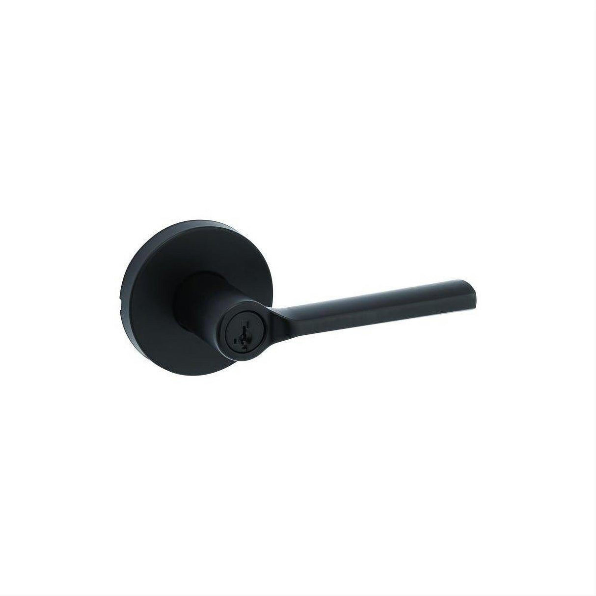 Kwikset 740LSLRDT-514S Lisbon Lever with Round Rose Entry Door Lock SmartKey and RCS Strike Matte Black