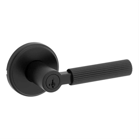 Kwikset 740MAL-514S Mirada Reeded Pattern Lever with Traditional Round Rose Entry Door Lock SmartKey and RCS Strike Matte Black