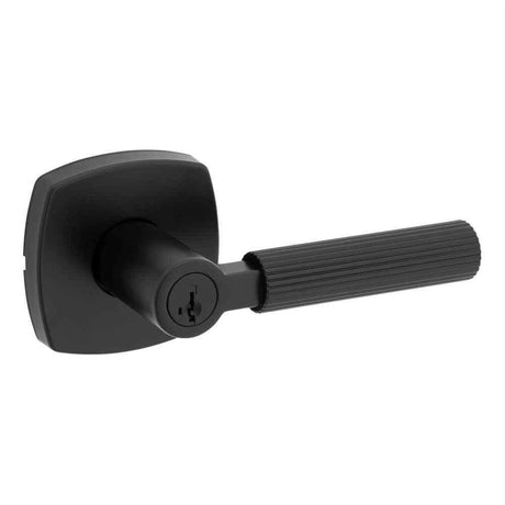 Kwikset 740MALMDT-514S Mirada Reeded Pattern Lever with Soft Modern Midtown Rose Entry Door Lock SmartKey and RCS Strike Matte Black