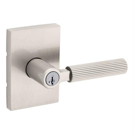 Kwikset 740MALRCT-15S Mirada Reeded Pattern Lever with Contemporary Rectangular Rose Entry Door Lock SmartKey and RCS Strike Satin Nickel