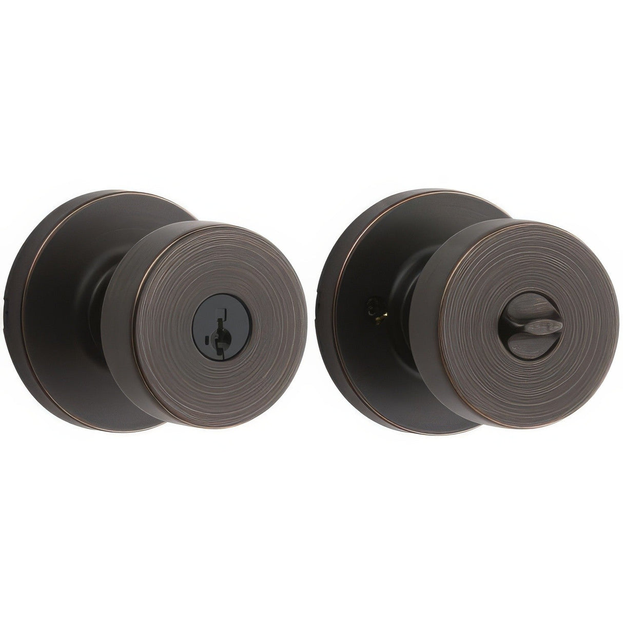 Kwikset 740PSKRDT-11PS Pismo Knob with Round Rose Entry Lock SmartKey and RCS Strike KA3 Venetian Bronze