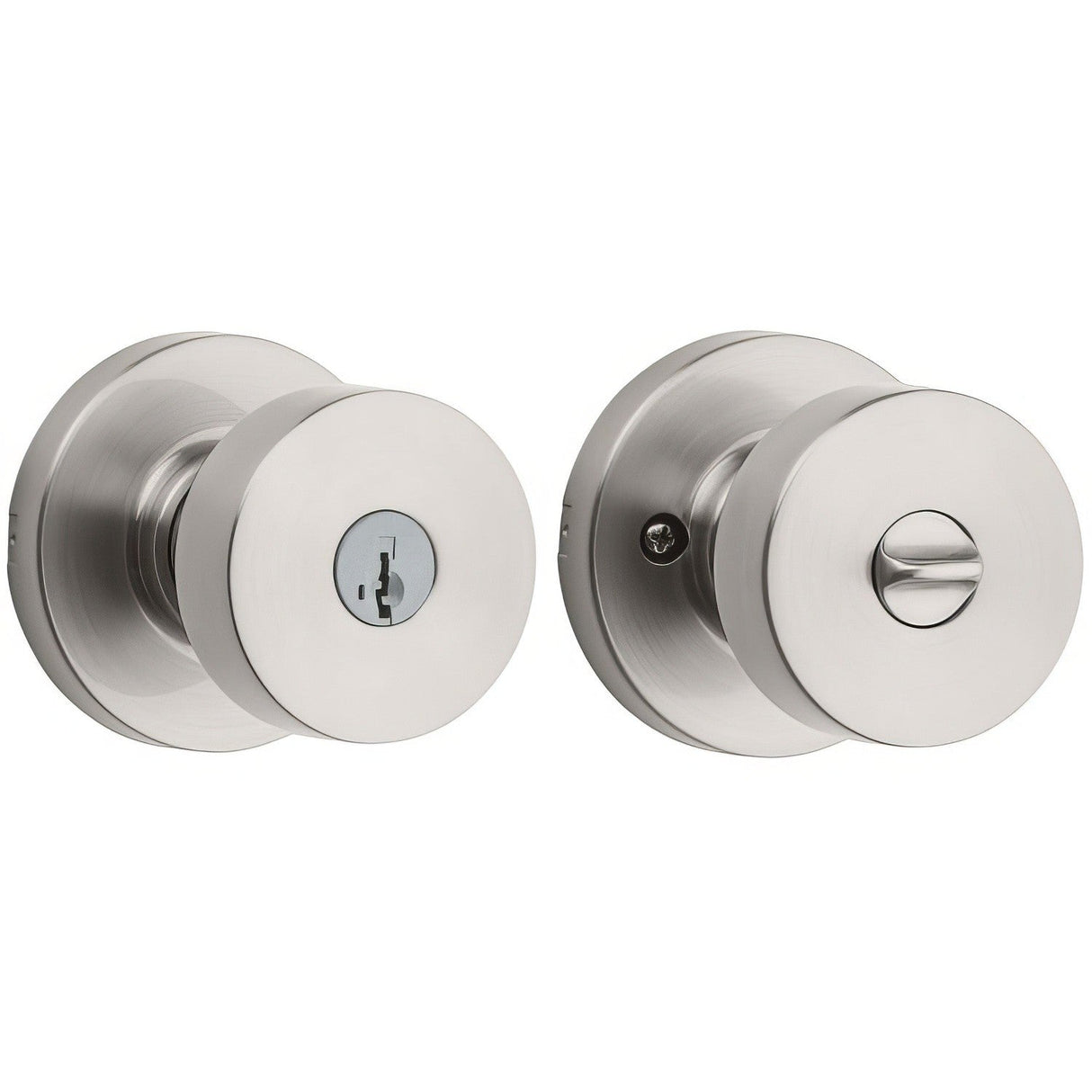 Kwikset 740PSKRDT-15S Pismo Knob with Round Rose Entry Lock SmartKey and RCS Strike KA3 Satin Nickel