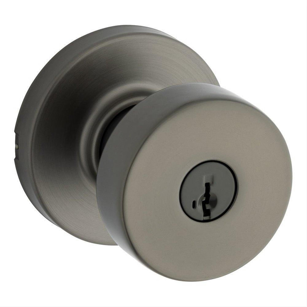 Kwikset 740PSKRDT-18GS Pismo Knob with Round Rose Entry Lock SmartKey and RCS Strike KA3 Gunmetal
