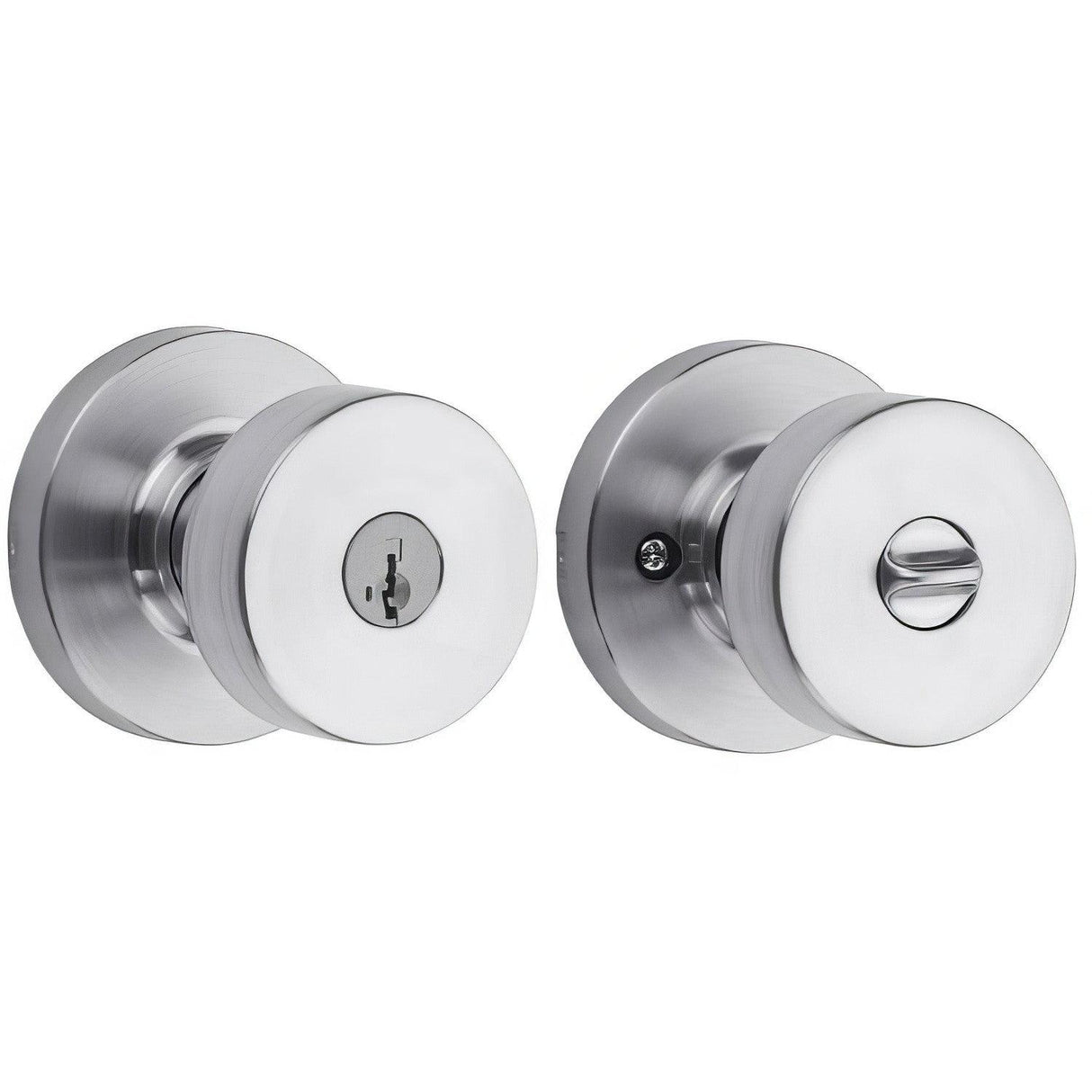 Kwikset 740PSKRDT-26DS Pismo Knob with Round Rose Entry Lock SmartKey and RCS Strike KA3 Satin Chrome