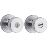 Kwikset 740PSKRDT-26DS Pismo Knob with Round Rose Entry Lock SmartKey and RCS Strike KA3 Satin Chrome