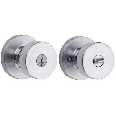 Kwikset 740PSKRDT-26DS Pismo Knob with Round Rose Entry Lock SmartKey and RCS Strike KA3 Satin Chrome