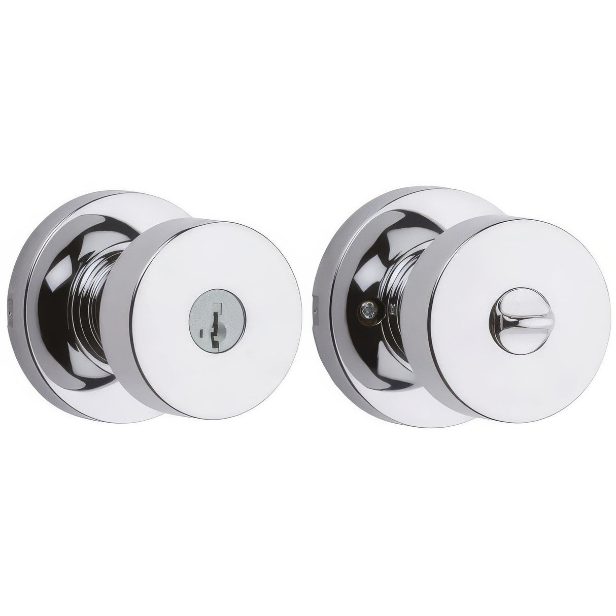 Kwikset 740PSKRDT-26S Pismo Knob with Round Rose Entry Lock SmartKey and RCS Strike KA3 Bright Chrome