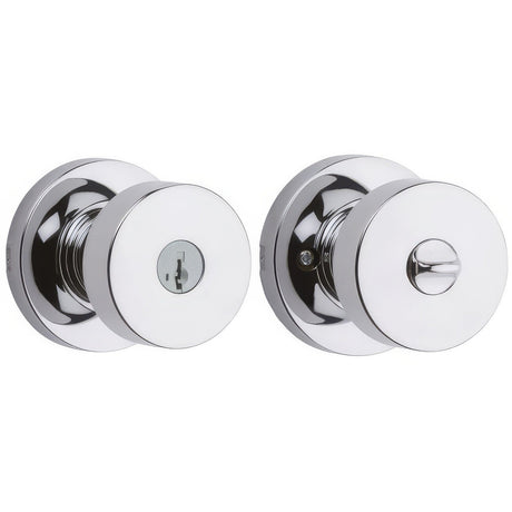 Kwikset 740PSKRDT-26S Pismo Knob with Round Rose Entry Lock SmartKey and RCS Strike KA3 Bright Chrome