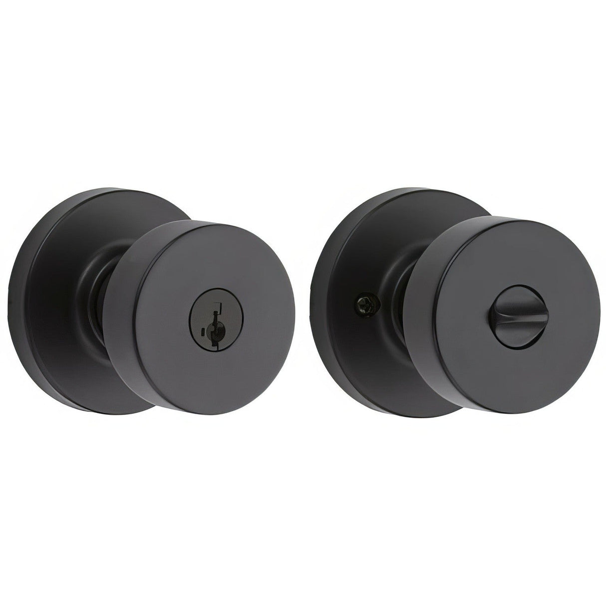 Kwikset 740PSKRDT-514S Pismo Knob with Round Rose Entry Lock SmartKey and RCS Strike KA3 Matte Black