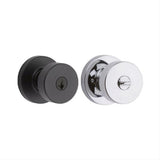 Kwikset 740PSKRDT-514X26S Pismo Knob with Round Rose Entry Lock SmartKey and RCS Strike KA3 Matte Black / Bright Chrome